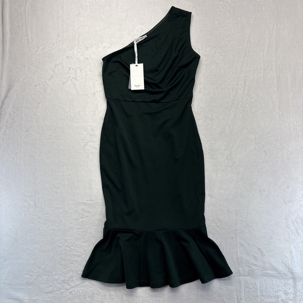 Grace Karin Dress Women's Small Dark Green One Shoulder Wedding or Formal Wear